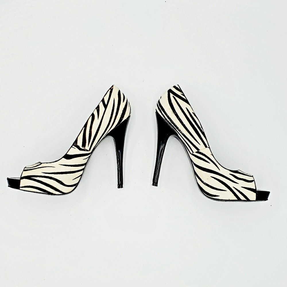 Aldo Brand Zebra Print Faux Fur Stiletto Pump